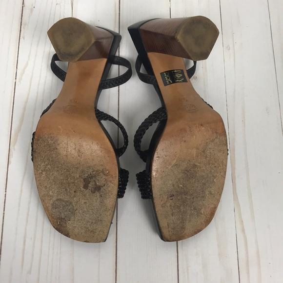 Stephane Kélian Black Strappy Block Heel Shoes - Picture 3 of 8